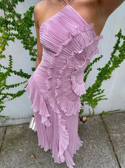 Vestido Lavanda -  Elegancia romántica con movimiento