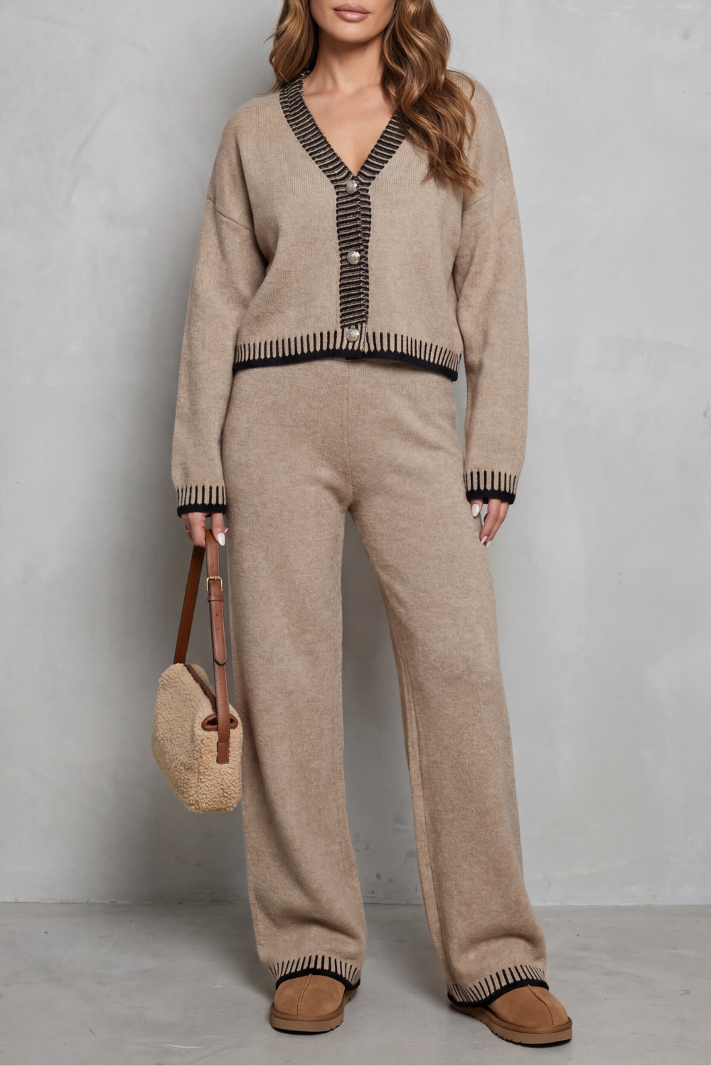 Amelia™ | Conjunto Knit Relajado con Detalles en Contraste