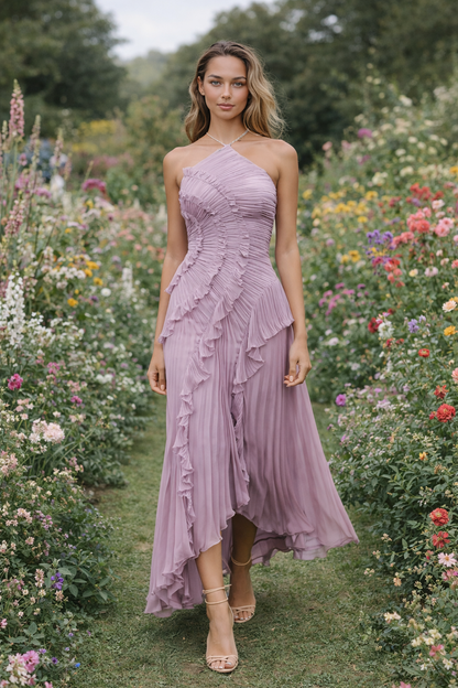 Vestido Lavanda -  Elegancia romántica con movimiento