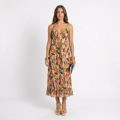 Yamy | Vestido midi estampado con tirantes
