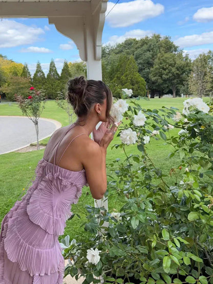 Vestido Lavanda -  Elegancia romántica con movimiento