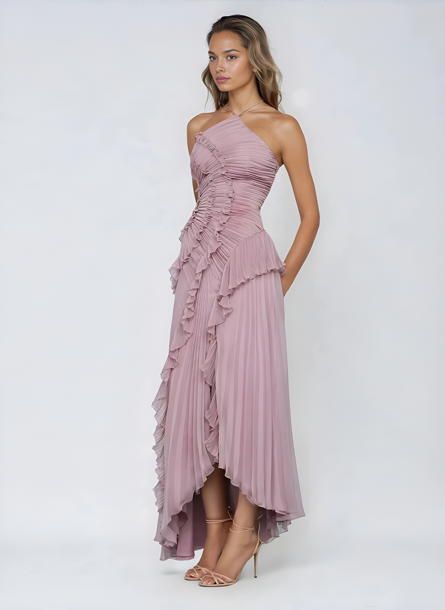Vestido Lavanda -  Elegancia romántica con movimiento